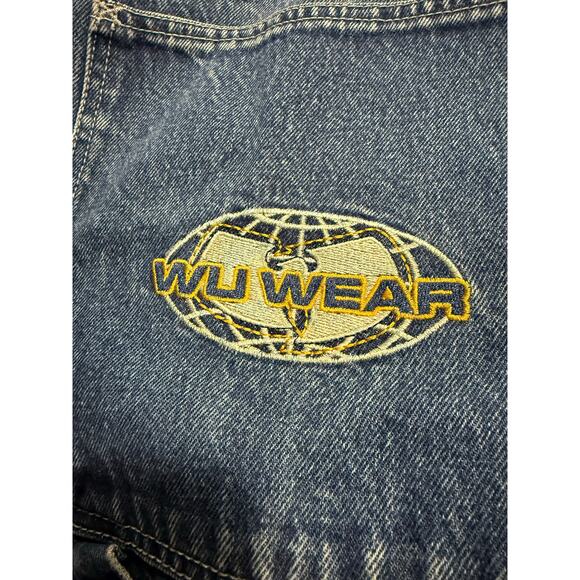 Y2K VTG Wu Wear Jeans Wide Leg Baggy Carpenter Mens 46x34 (44 x 30.5) Blue Denim - Picture 7 of 15